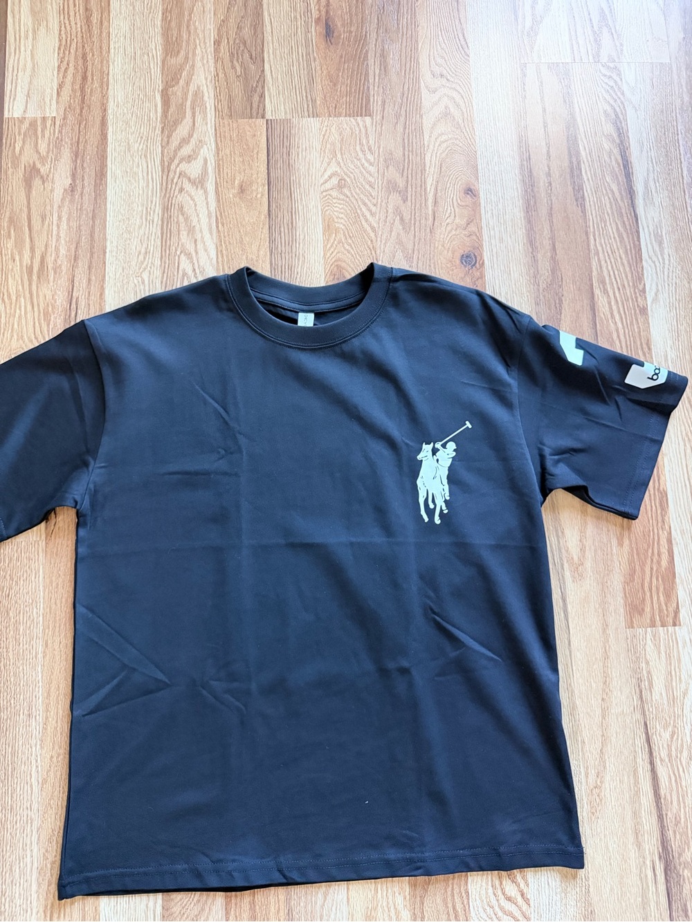 Ralph Lauren Black Crewneck T-Shirt with Small Pale Logo